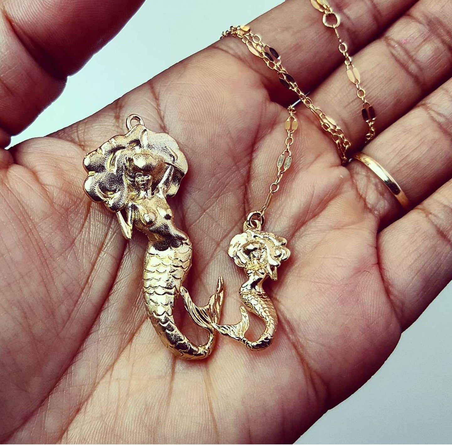 1" Afro Mermaid Necklace now in sterling silver & 14K GOLD!