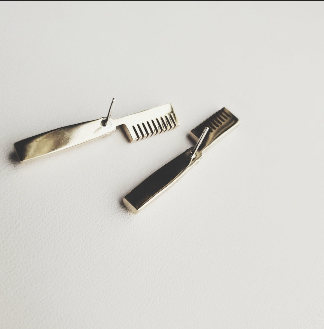 Hot Comb Studs in brass or sterling silver