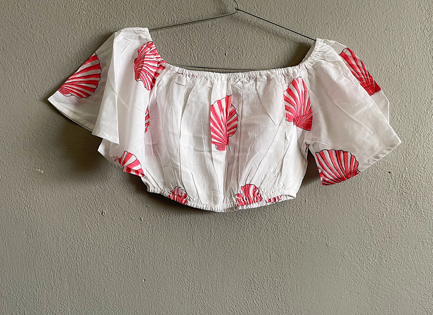 Red Scallop Off Shoulder Top