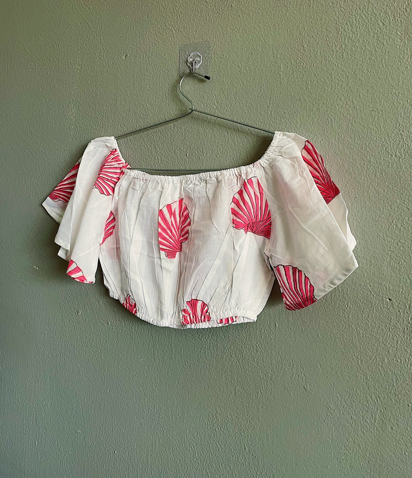 Red Scallop Off Shoulder Top