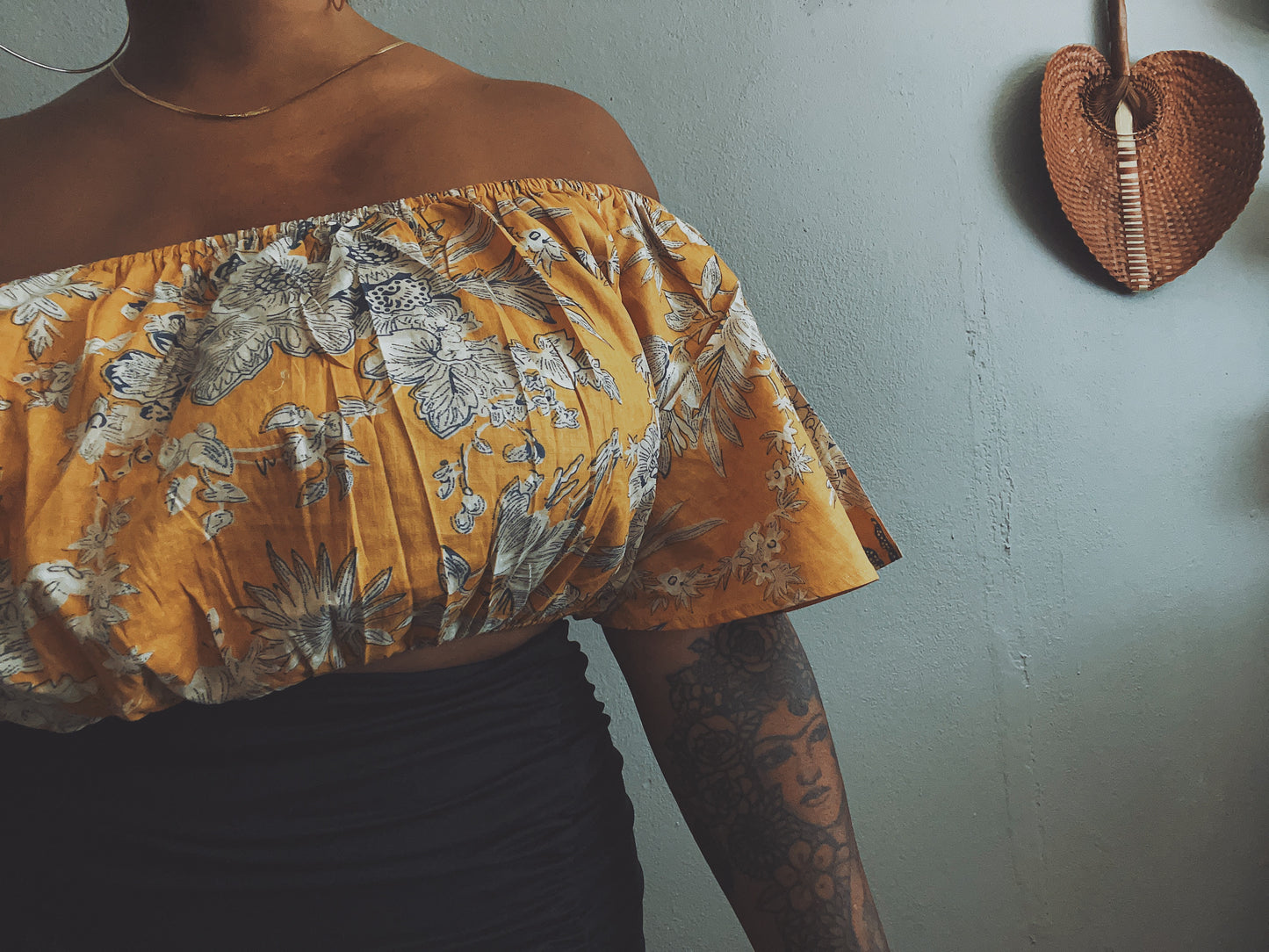 SALE - Yellow Floral Off Shoulder Top