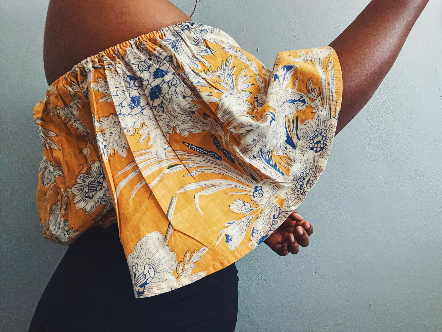 SALE - Yellow Floral Off Shoulder Top