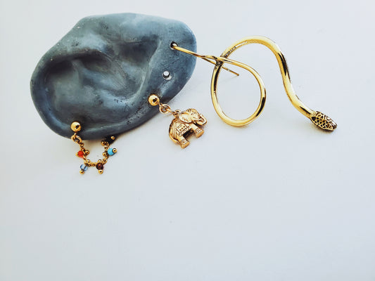 The Perfect Elephant Stud [natural bronze + sterling silver]
