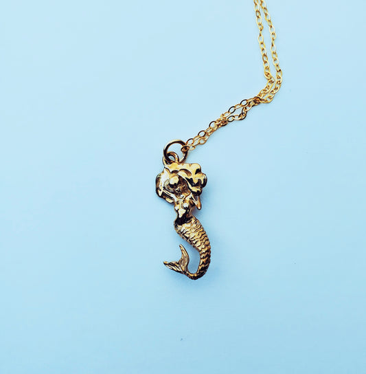 1" Afro Mermaid Necklace now in sterling silver & 14K GOLD!