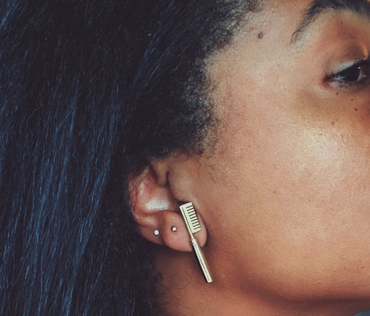 Hot Comb Studs in brass or sterling silver